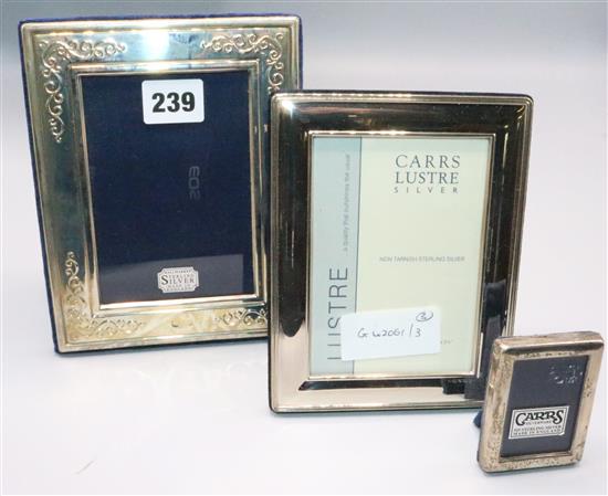 3 silver photo frames